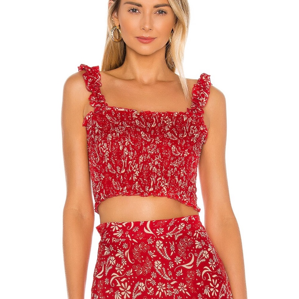 REVOLVE Red Paisley Crop Top & Skirt Set - Picture 4 of 7